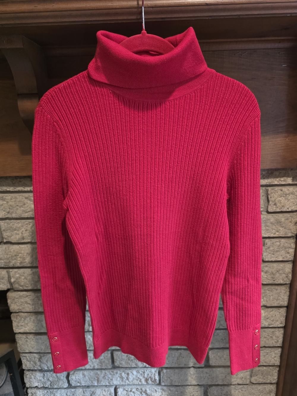 Talbots Red Ribbed Turtleneck Sweater - Picture 2 of 6